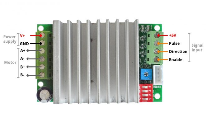 Wiring TB6600 (4.5A drive), input / output diagram