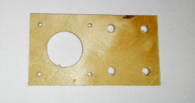 NEMA 17 motor mounting plate cut by G-code generated