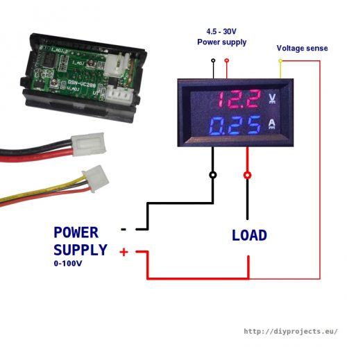 Wiring a DSN-VC288 volt- and ammeter